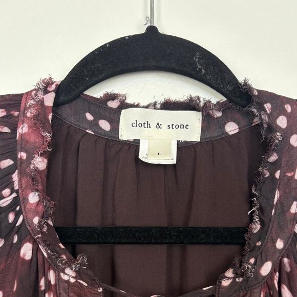 Cloth & Stone Abstract Polka Dot Long Sleeve Tie Waist Midi Dress Large - Picture 4 of 5